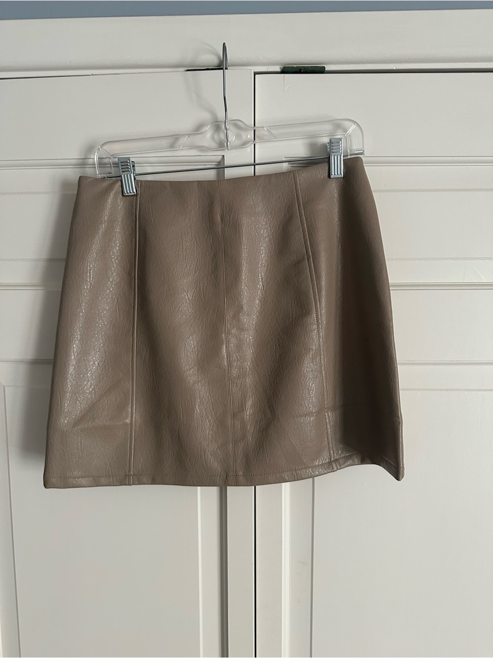 Bluivy Taupe Faux Leather Mini Skirt
